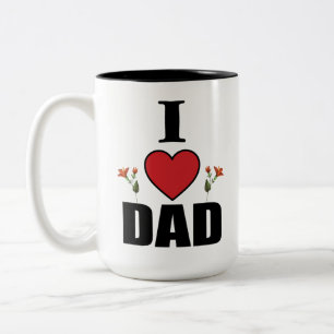 Tasse 2 Couleurs Je t'aime Papa thème de coeur et de fleurs Cadeau 