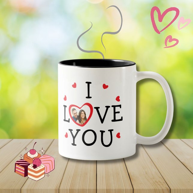 Tasse 2 Couleurs "Je t'aime" photo personnalisée de Valentine (Créateur téléchargé)