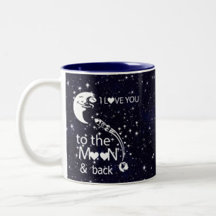 Tasse 2 Couleurs Je t'aime sur la lune et de retour -