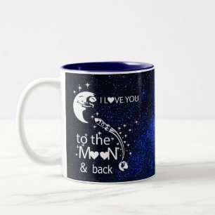 Tasse 2 Couleurs Je t'aime sur la lune et de retour -