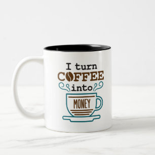 Tasse 2 Couleurs Je transforme le café en négociant de banquiers d'
