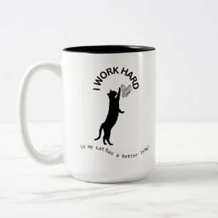 Tasse 2 Couleurs Je travaille dur pour que mon chat ait une meilleu