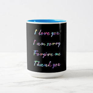 Tasse 2 Couleurs je vous aime je suis désolé de me pardonner merc
