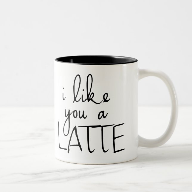 Tasse 2 Couleurs Je vous aime un Latte (Droit)