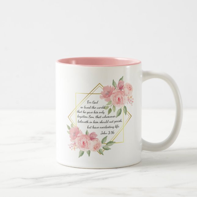 Tasse 2 Couleurs Jean 3:16 Bible Verse inspirant (Droit)