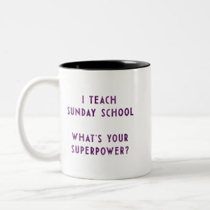 Tasse 2 Couleurs J'enseigne à école du dimanche ce qui est la votre