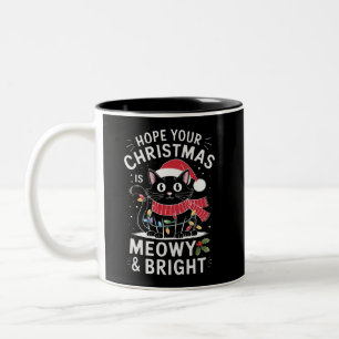 Tasse 2 Couleurs J'espère que votre Noël est félin et lumineux Chat