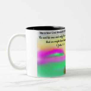 Tasse 2 Couleurs jesus amour monde