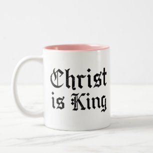 Tasse 2 Couleurs Jésus-Christ est Roi - style gothique grunge érodé