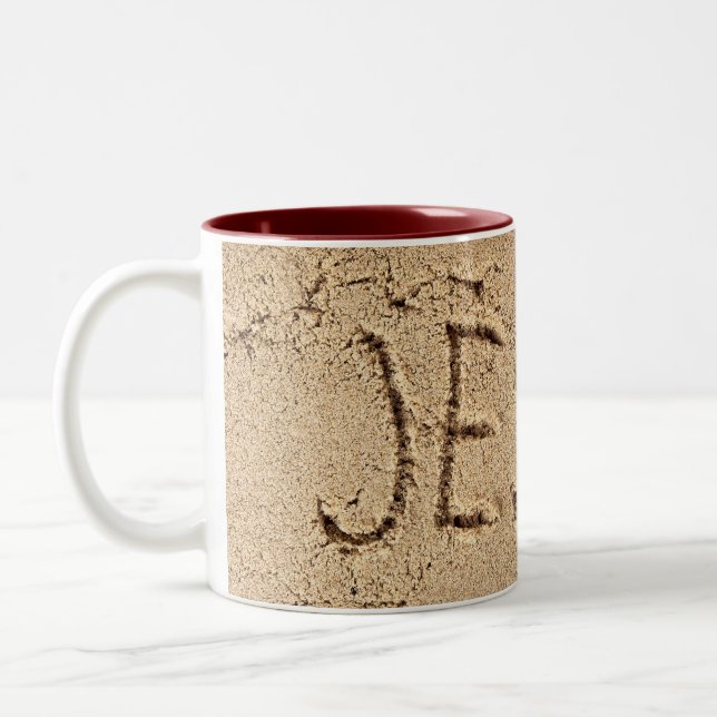 Tasse 2 Couleurs Jésus dans le sable de plage (Gauche)