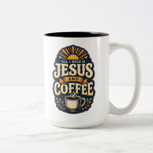 Tasse 2 Couleurs Jésus et café Foi chrétienne Amateur de café 