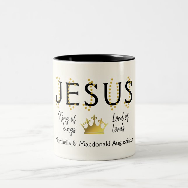 Tasse 2 Couleurs JÉSUS Roi des rois chrétien (Centre)