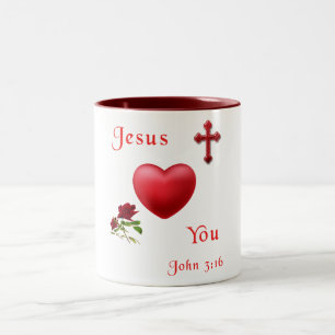 Tasse 2 Couleurs jésus t'aime