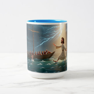 Tasse 2 Couleurs Jesus Walking On Water To Save Peter