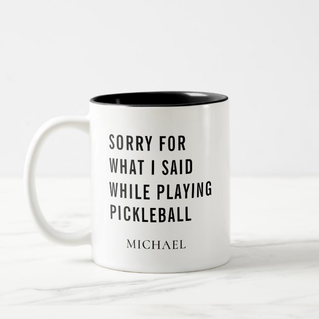 Tasse 2 Couleurs Jeu de joueur de Pickleball Personnalisé (Gauche)