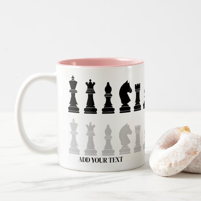 Tasse 2 Couleurs Jeu d'échecs moderne personnalisé (Avec donut)