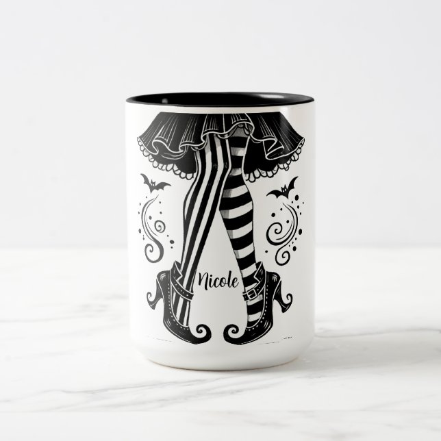 Tasse 2 Couleurs Jeu d'Halloween blanc et noir (Centre)