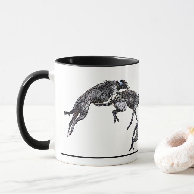 Tasse 2 Couleurs Jeux de scottish deerhounds (Avec donut)