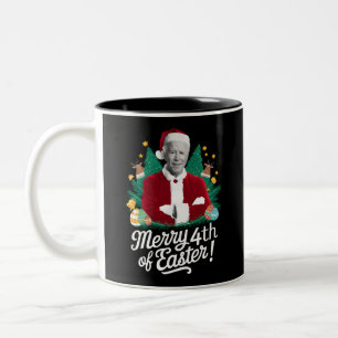 Tasse 2 Couleurs Joe Biden Noël Santa Joyeux 4ème de Pâques Xmas