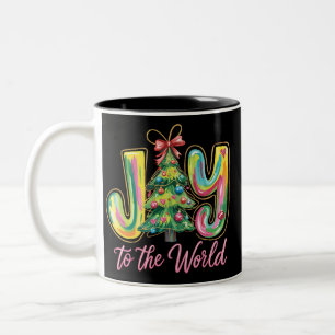 Tasse 2 Couleurs Joie Au Monde Neon Christmas Tree Brushstroke