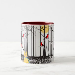 Tasse 2 Couleurs Joie d'hiver - Chat avec foulard Birch Trees Cardi