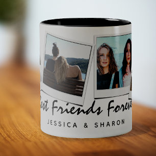 Tasse 2 Couleurs Joli 4 photo Meilleures Amies pour Toujours & Nom