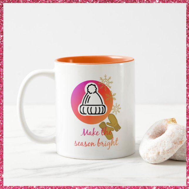 Tasse 2 Couleurs Joli Casquette et Mittens hiver saison brillante (Créateur téléchargé)