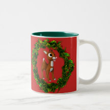 Joli cerf de Noël et couronne