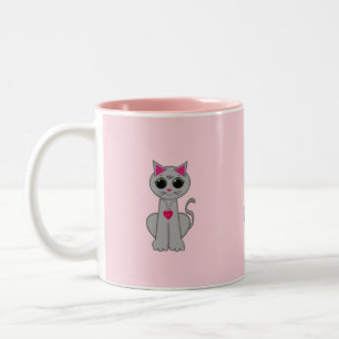 Tasse 2 Couleurs Joli chat gris