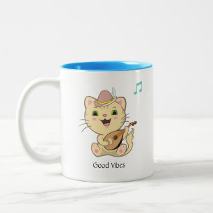 Tasse 2 Couleurs Joli chat roux tabby musical heureux  Café à deux 