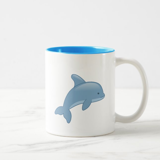 Tasse 2 Couleurs Joli dauphin de saut en caricature (Droit)
