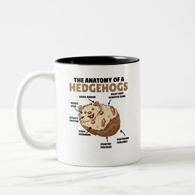 Tasse 2 Couleurs Joli Hérisson Explication Anatomie D'Un Hérisson (Gauche)