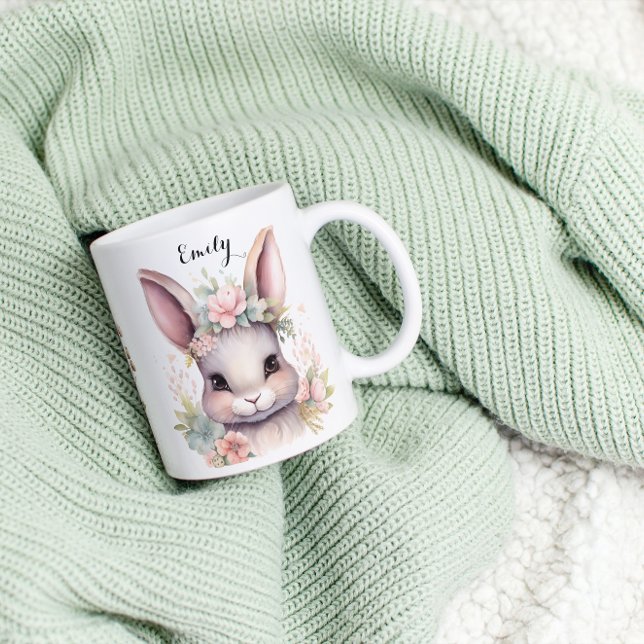 Tasse 2 Couleurs Joli lapin d'aquarelle Pâques (Créateur téléchargé)