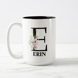 Tasse 2 Couleurs Joli monogramme initial E