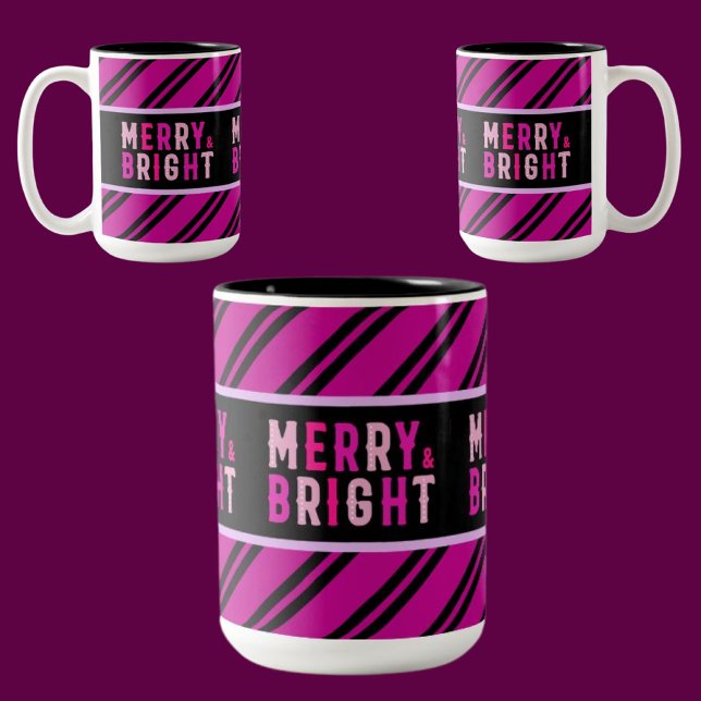 Tasse 2 Couleurs Joli Motif à rayures colorées, Cadeau de Noël (Créateur téléchargé)
