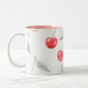 Tasse 2 Couleurs Joli Motif de cerise d'aquarelle