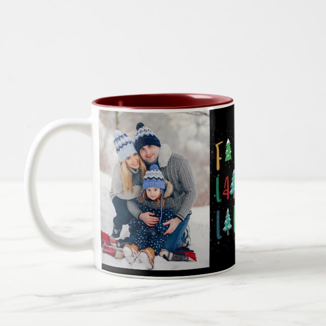 Tasse 2 Couleurs Joli Noël Arbres Cadeau Photo personnalisée Rouge (Gauche)