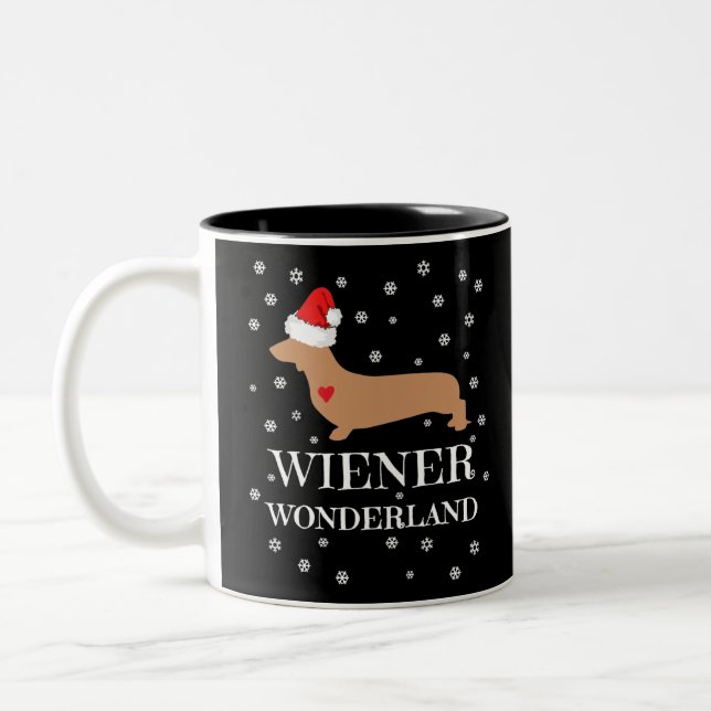Tasse 2 Couleurs Joli Noël Wiener Wonderland Dachshund Holiday (Gauche)