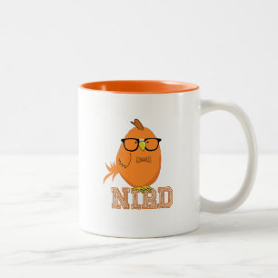 Tasse 2 Couleurs Joli Oiseau Nerd Orange
