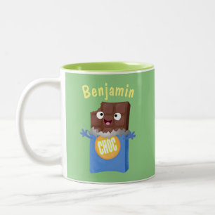 Tasse 2 Couleurs Joli personnage de dessin animé de barre chocolaté