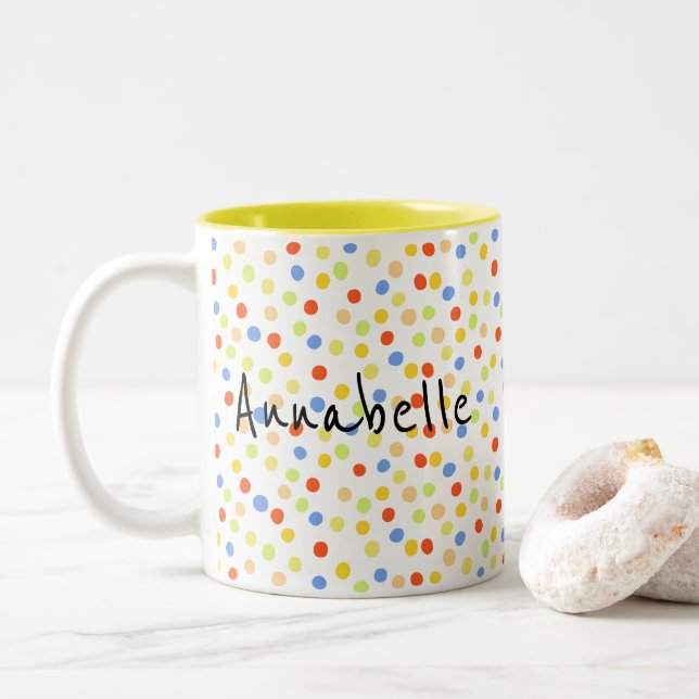 Tasse 2 Couleurs Joli script moderne Polka point (Avec donut)