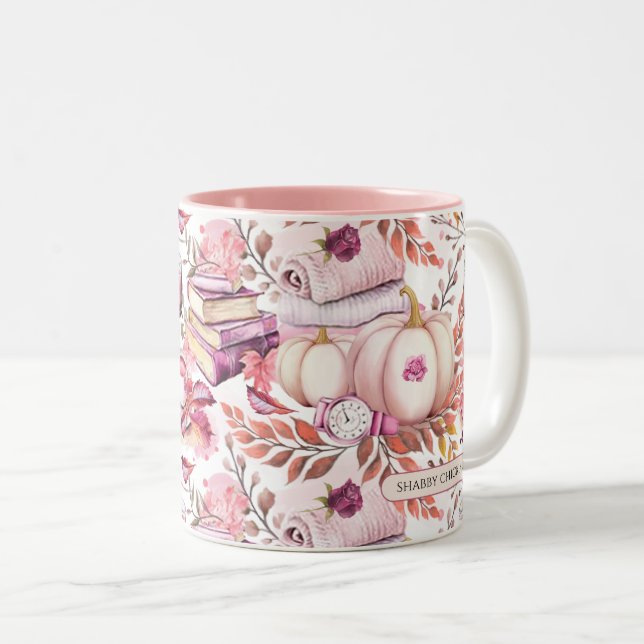 Tasse 2 Couleurs Joli Shabby Chick Motif d'automne (Devant droit)