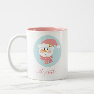 Tasse 2 Couleurs Joli visage de motoneige hiver Noël