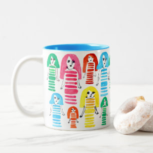 Tasse 2 Couleurs Jolie aquarelle filles art moderne funky