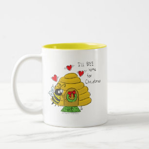 Tasse 2 Couleurs Jolie Bee Christmas Drôle Cartoon de vacances