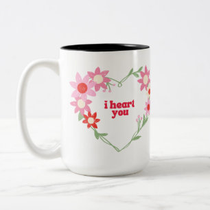 Tasse 2 Couleurs Jolie cœur floral pour la Saint-Valentin