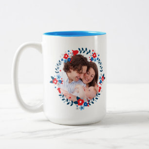Tasse 2 Couleurs Jolie couronne florale moderne photo personnalisée
