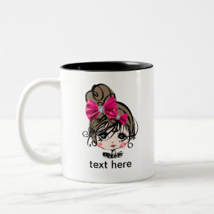 Tasse 2 Couleurs jolie, fille, rose, arc, douce, mignonne, enfant,