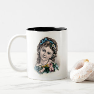 Tasse 2 Couleurs Jolie fille victorienne Vintage