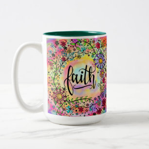 Tasse 2 Couleurs Jolie FOI rose floral inspirant